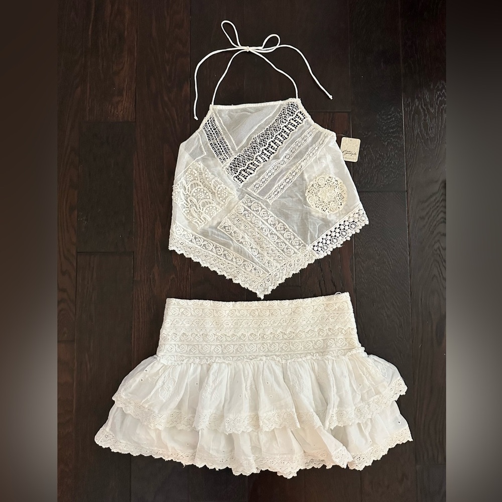 Free People Eleanora Skirt Set in White